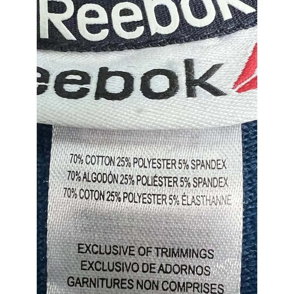 Reebok Women’s Sweatshirt Large Blue Logo Long Sleeve Crew Neck Pockets Athletic